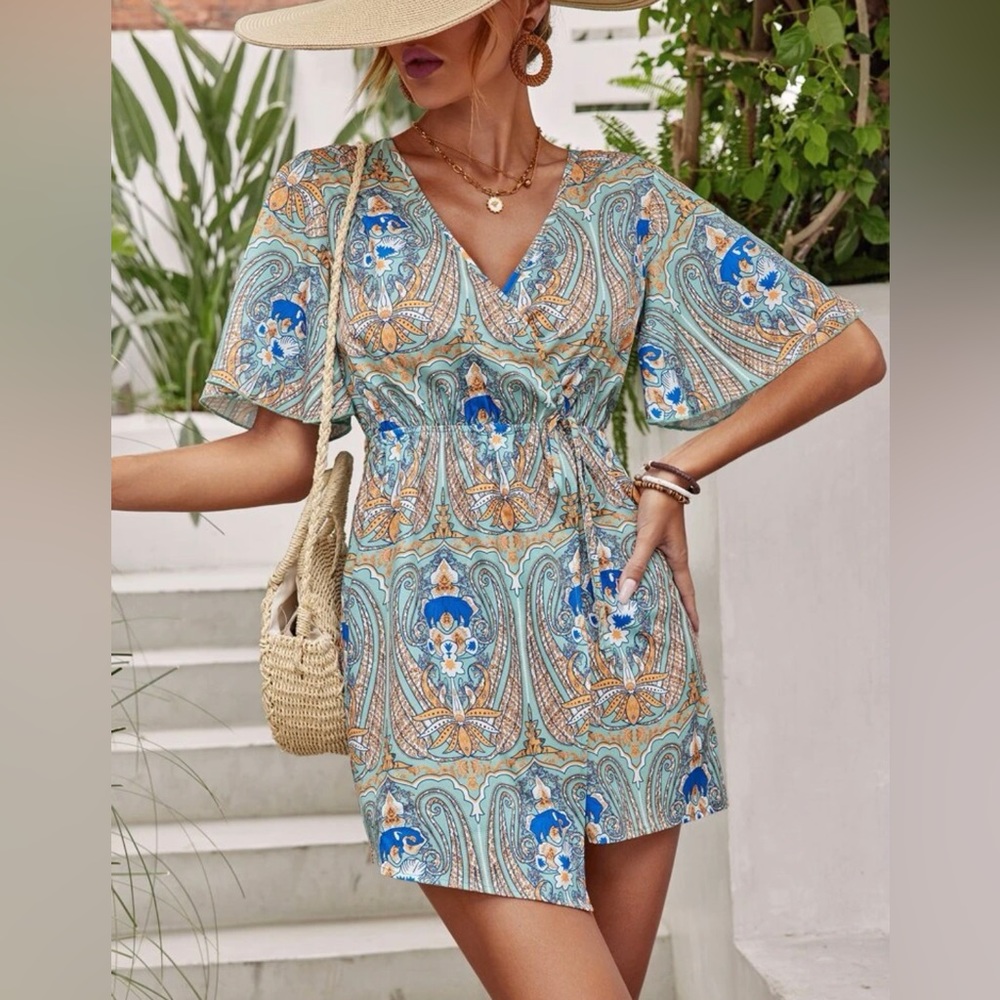 Floral & Paisley Print Romper